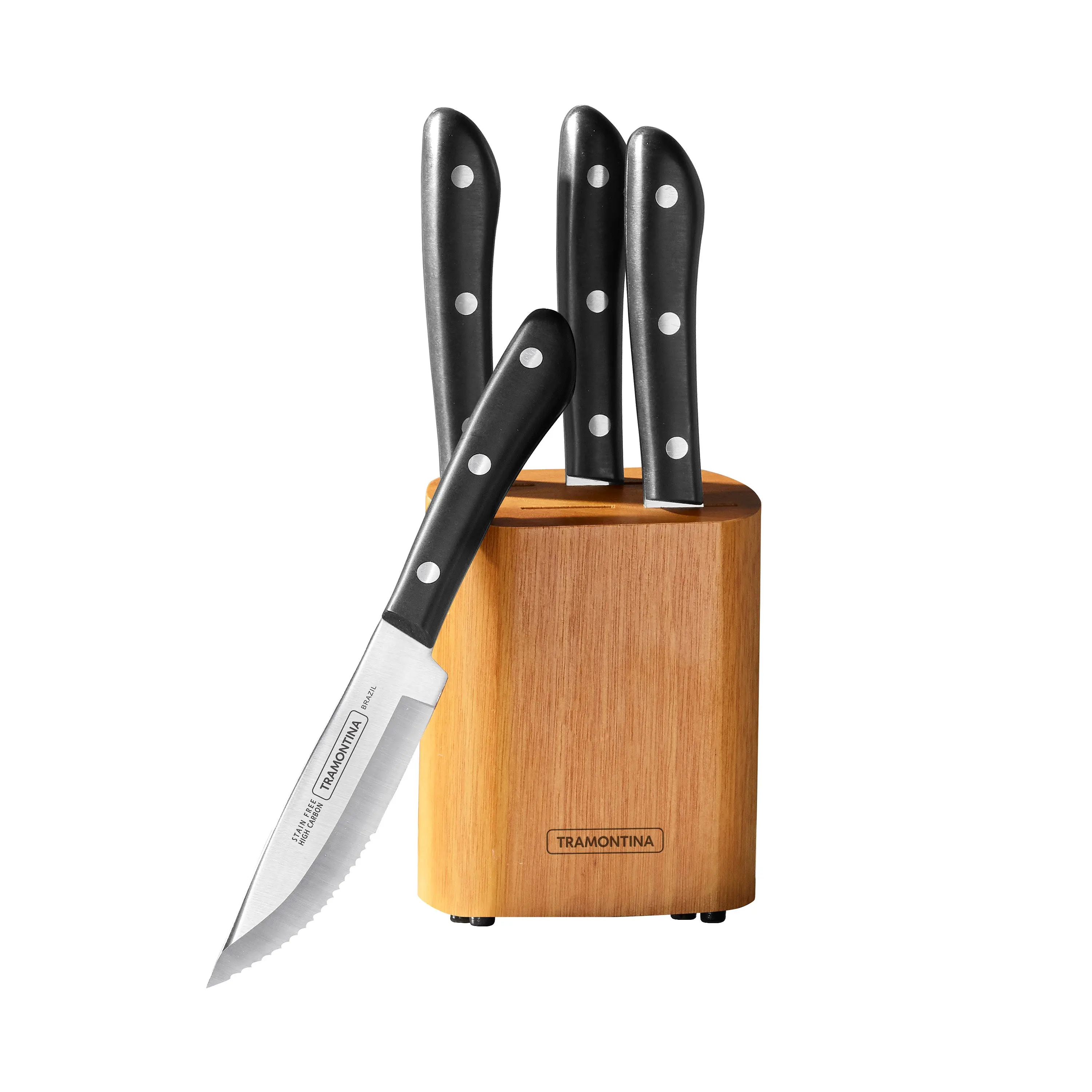 Porterhouse 4 Piece - 5 in Steak Knife Set with Hardwood Block