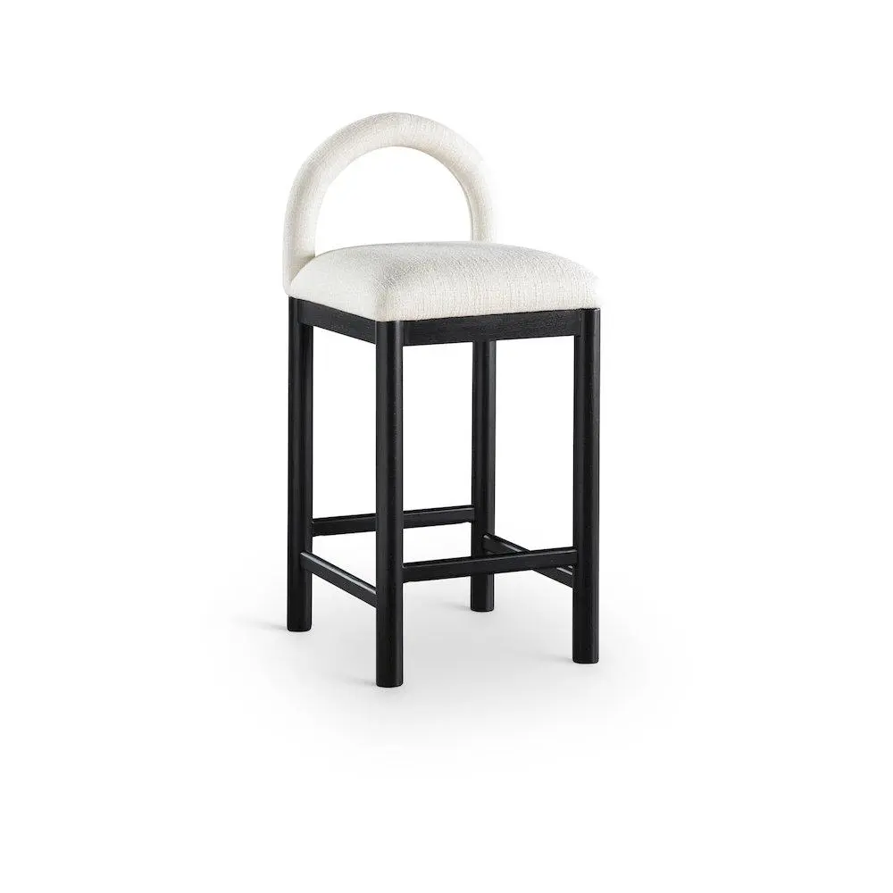 Conrad Cream Linen Textured Fabric Counter Stool