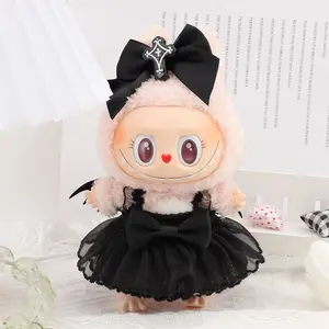 For Labubu Doll Clothing A skirt with black bat wings Halloween Doll Costumes 17cm Clothing Shoes Doll DIY Accessories