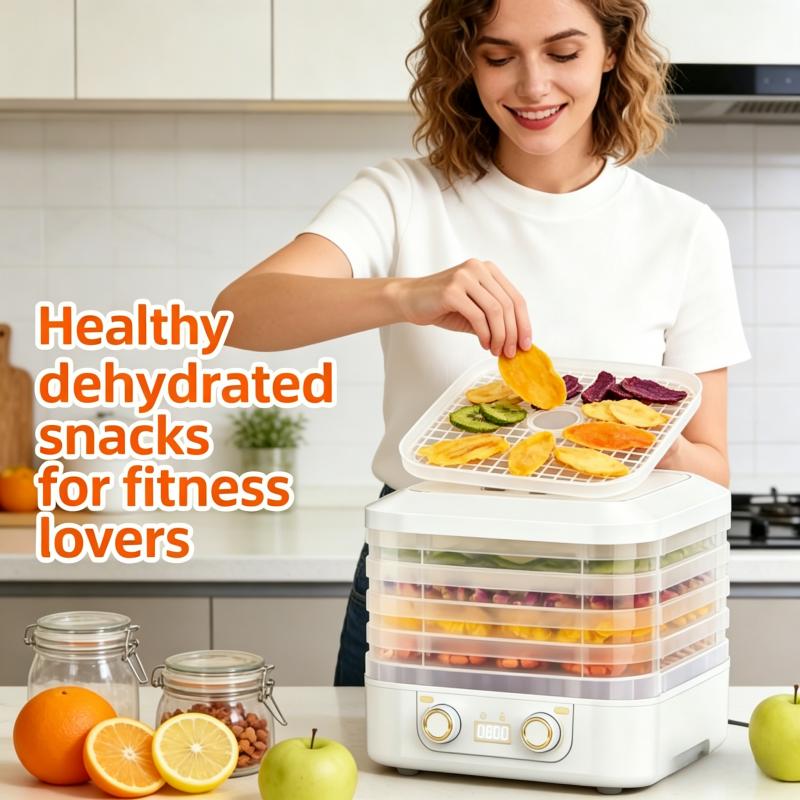 Food dehydrator, compact dehydrator for remixing food and dry, fruit, and vegetable, electric dehydrator with temperature control, 5 trays free of bisphenol A