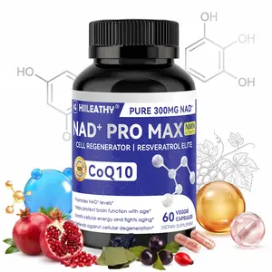 HIILEATHY NAD+ PRO MAX - 300mg NAD+ with CoQ10 & Resveratrol for Enhanced Cellular Health Energy & Longevity Made in USA