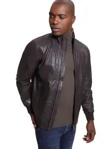 GUESS Male Soft Leather Jacket