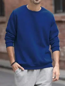 Men's Casual Crew Neck Sweatshirt, Basic Versatile Pullover Top, Essential For Street Style Layering, Autumn/Winter, Long Sleeve Top