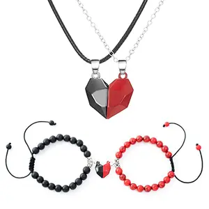 4x Heart Magnetic Couple Bracelet Relationship Matching Necklace Muiltcolor