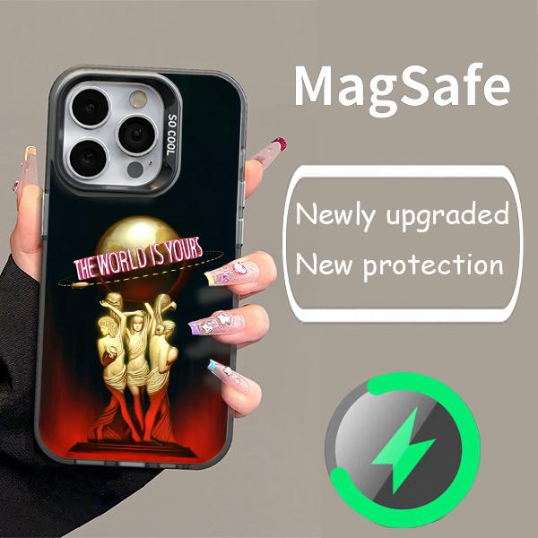 The World Is Yours S-Scarfaces Colorful Silver Back Phone Case For IPhone 17 16 15 14 13 12 11 Air Plus Pro Max Plus and Samsung Galaxy S21-S26 Ultra Fe Camera Lens Protection Shockproof Magnetic iPhone Case