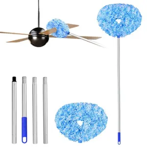 Household cleaning tools, ceiling fan cleaner with extension pole, ceiling fan blade duster, dusting brush, household item, detachable and washable ultra‑fine microfiber ceiling fan duster for dust and pet hair, suitable for home cleaning and home care pr