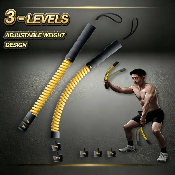 IPO New Upgrade 3 levels Adjustable Cordless Battle Ropes - Weighted Ropeless Battle Rope for Home Gym Exercise, Portable Workout Equipment for Strength Training & Cardio Fitness