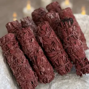 Dragon's Blood Smudge Stick - 4 Inch White Sage Dipped in Resin for Meditation Rituals & Home Ambiance Hand-Wrapped with Deep Red Resin for Aromatic Altar Styling