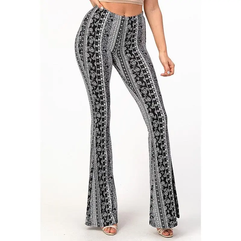 Bear Dance Paisley Bandana Skinny Brushed Pants - Black White
