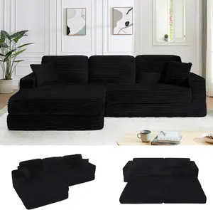 【New Year Special Discount】 Niccae 112” Modular Sectional Sofa, Cloud Convertible Sofa Bed Sectional Couch with Deep Seat, Modern Modular L-Shape Sofa Couch with Chaise,Upholstered Couches for Living Room