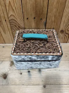 Cowhide & Tooled Leather Double Layer Jewelry Box!