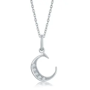 Sterling Silver, 0.03cttw Diamond Accent 'C' Initial Pendant w/Chain