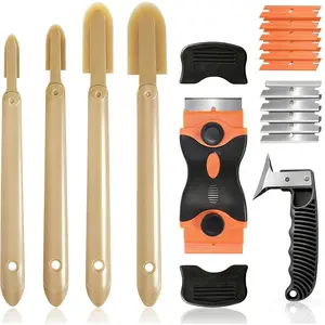 6 count Caulk Tool Set-Multi-Purpose  Caulking Tool Kit with Caulk Smoothing Tool,Razor  Scraper,Caulk Remover Tool for Clean Seal Lines,Non-Scratch for Bathroom,Kitchen,Window Repair
