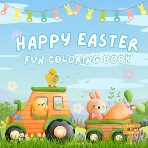 Happy Easter Fun Coloring Book: 50 Cute Easter and Spring Illustrations for Fun and Relaxing Activity for Kids. A Great Easter Basket Stuffer for Boys and Girls. Paperback – March 12, 2025
