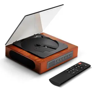 DVP-560 Portable CD Player with , Built-in Dual Speakers, Retro Wooden Design, Rechargeable , SPDIF Output, Compact CD Player for  Decor, Ideal