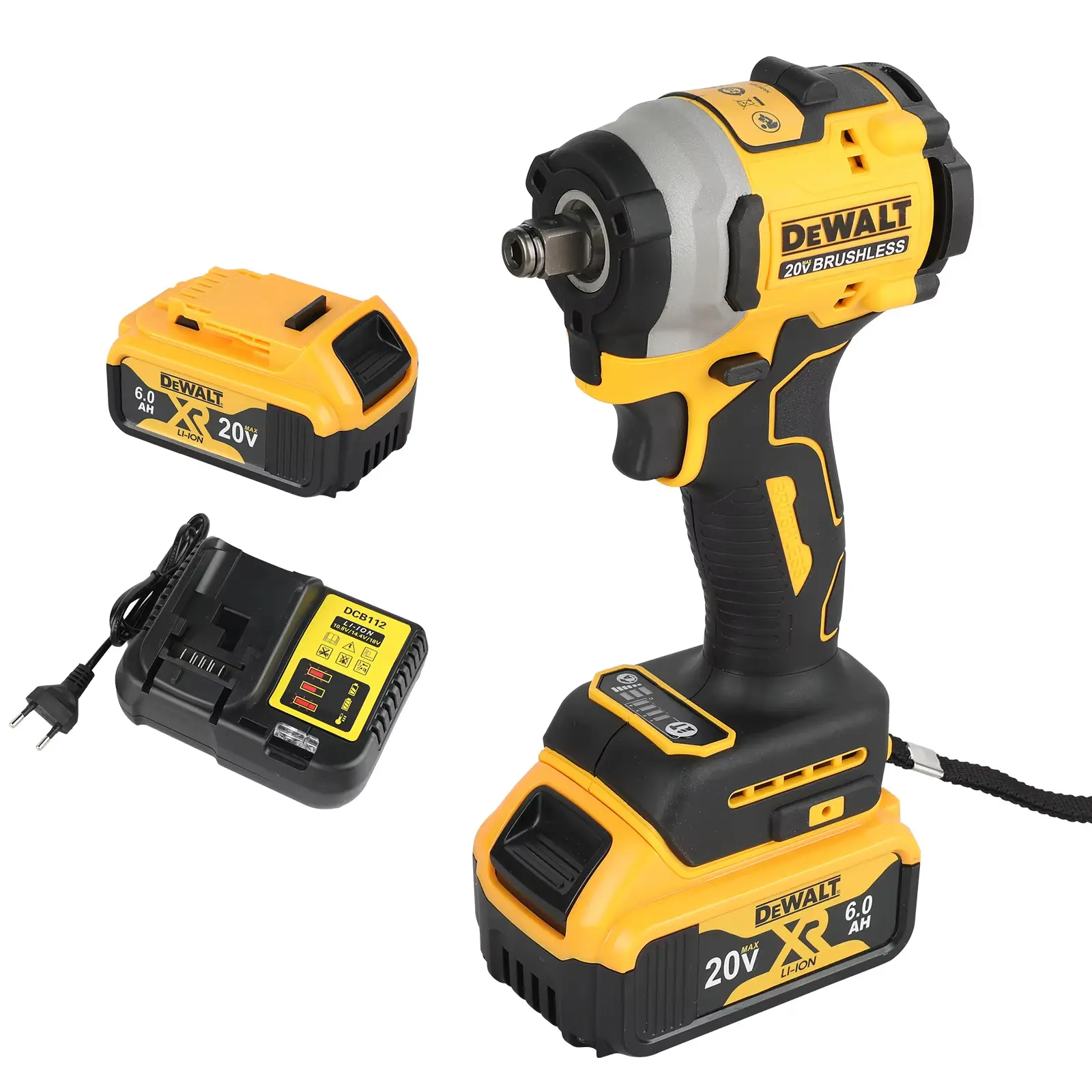 DEWALT 20V Cordless Power Impact Wrench - Brushless Motor, 1 Battery, 1 Charger, 850 Drive Efficient Tool for Auto Tire Service & Household Maintenance, Chargers, Batteries