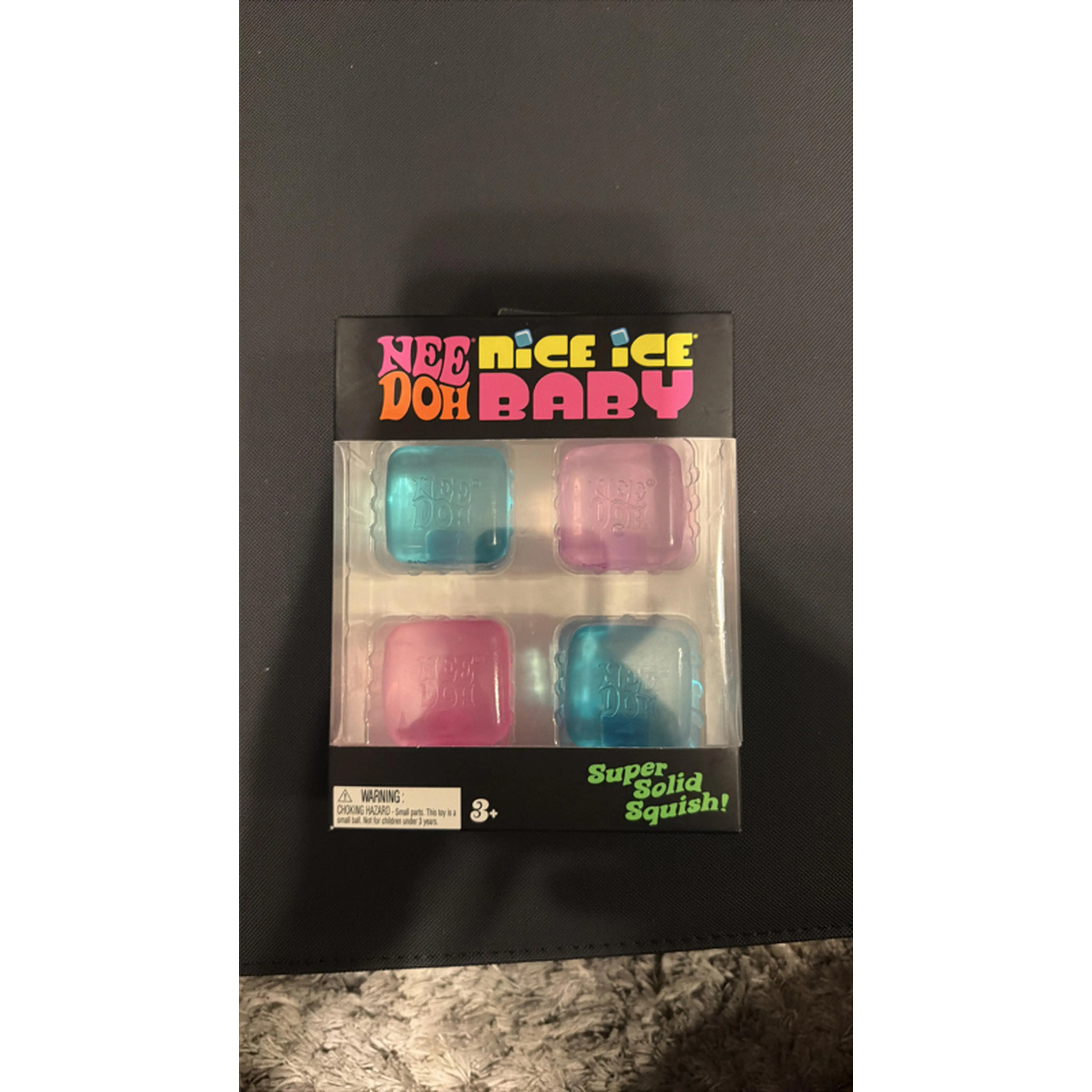 Nee Doh Nice Ice Baby Super Solid Squish - 4 Pack of Colorful Squishy Toys for Kids Ages 3+