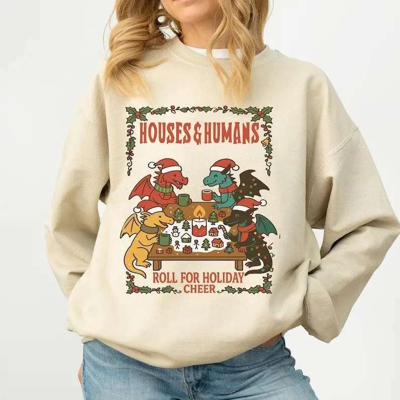 [Sale off up to 50%] Houses and Humans Christmas DND sweatshirt D&D sweatshirt Dungeons and Dragons Gift Funny Xmas Dnd Houses And Humans Parody