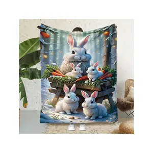 [Ultra-Soft Rabbit Blanket] Ultra-Soft & Cozy Blanket With Rabbit Print |   Warm All Seasons, Sofa, Bed, Office Naps -%, Rabbit Decor