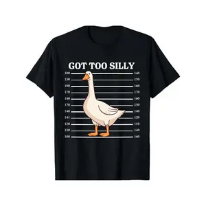 Got Too Silly Goose Measurement Chart Graphic T-Shirt | Men Women Casual Short Sleeve Crewneck Tee Shirt Funny Animal Print Daily Wear Top, All-season, Regular Fit