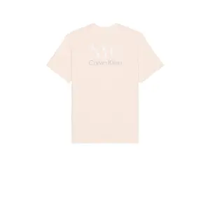 Calvin Klein Embroidered Nyc Back Crewneck Tee in Silver Peony