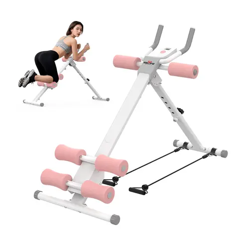 RELIFE Unisex Ab Training Equipment - Foldable Steel Frame Space Saver, Adjustable Fit, LCD Display, 440 lbs Capacity, Home Gym Gear for Core/Thigh/Calf Abdominal Stomach Workouts, Abdominal Exercise Machine