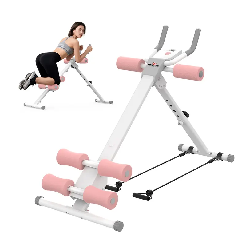 RELIFE Unisex Ab Training Equipment - Foldable Steel Frame Space Saver, Adjustable Fit, LCD Display, 440 lbs Capacity, Home Gym Gear for Core/Thigh/Calf Abdominal Stomach Workouts, Abdominal Exercise Machine