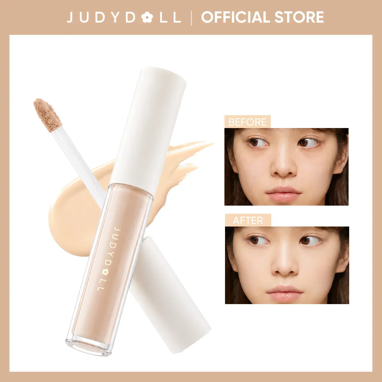 JUDYDOLL Cloud-Touch Concealer, Full Coverage Hydrating Concealer, 12H Long-Lasting, Creaseless, Lightweight Natural Finish, Makeup, Cosmetic, Long-Lasting, Summerwins