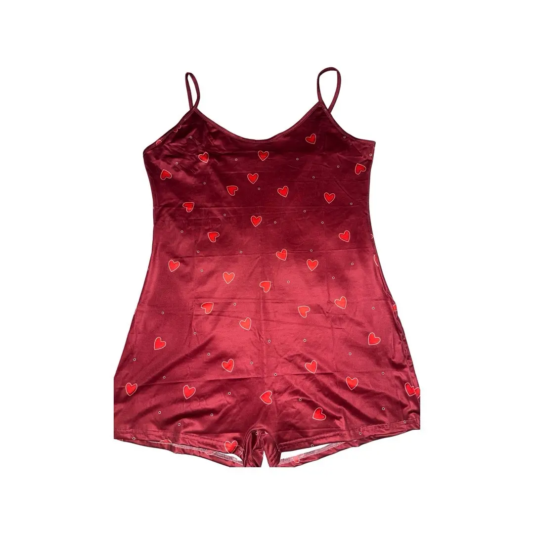 Spaghetti Strap heart short onesies Loungewear Pajama Comfort Nightwear Womenswear Basic Comfortable