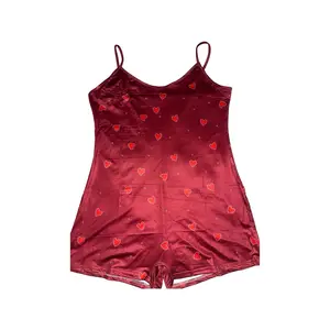 Spaghetti Strap heart short onesies Loungewear Pajama Comfort Nightwear Womenswear Basic Comfortable