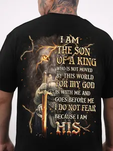Plus Size Men's Christian Faith T-shirt - Cotton Y2K Street Style, God's Choice, Jesus Print, Suitable for Church, Casual Wear and Christian Gifts - Machine Washable Crew Neck Short Sleeve, Faith-based Fashion, Hip Hop Street Style, Men's Gift Idea