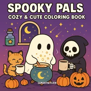 【JUST RELEASED】Spooky Pals Cozy & Cute Ghost-Themed Bold Hand Drawn Coloring Book Featuring Cozy Scenes for Women in Ghostly Moments with Halloween Characters