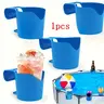 Pool side dedicated cup holder, drink holders and beverage tray - suitable for circular storage of hand sanitizer and beer cups.