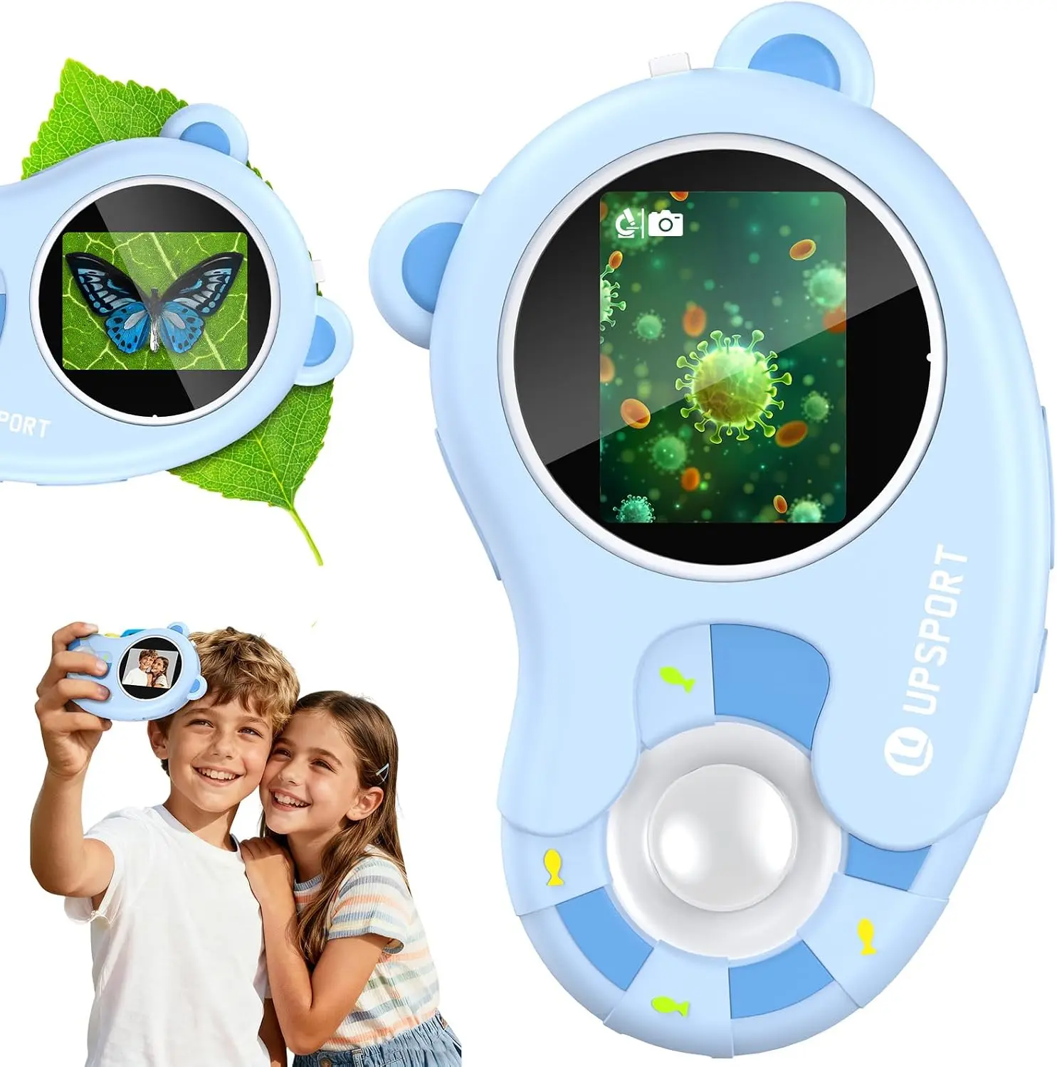 2 in 1 Microscope for Kids Video Camera, UPSPORT 2"HD IPS Screen 1000X Handheld Digital Microscopes Pocket Portable Microscope Camera, USB PC Compatible, STEM Science Edu Fun for Boys Girls Toys Gifts