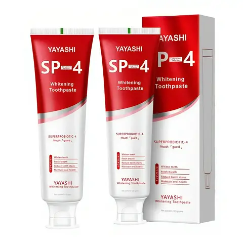 YAYASHI SP-4 Natural Solid Super Probiotic Toothpaste - Non Toxic, Anti-Cavity, Oral Brightening, Breath Freshening Toothpaste with Compact Push-Down Tube, Easy to Carry (More Effective Than SP6-SP8-SP10)