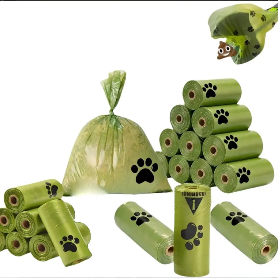 Eco Friendly Dog Waste Bags Leak-Proof Extra Thick Green Biodegradable Poop Bags for All Dogs 11" L x 8.7" W Compact Rolls Easy Tear Feature Strong Odor Lock for Puppies & Large Breeds