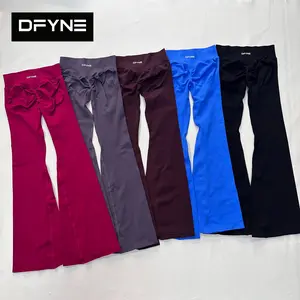 DFYNE Women’s Seamless Flare Leggings – High Waisted Gym Yoga Pants, Sculpting Fit & Glute Contour Activewear