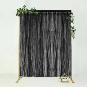 Black Reversible Sheer Tulle Backdrop Drape Curtain With Satin Header, Rod Ready Photo Booth Event Divider Panel - 5ftx10ft