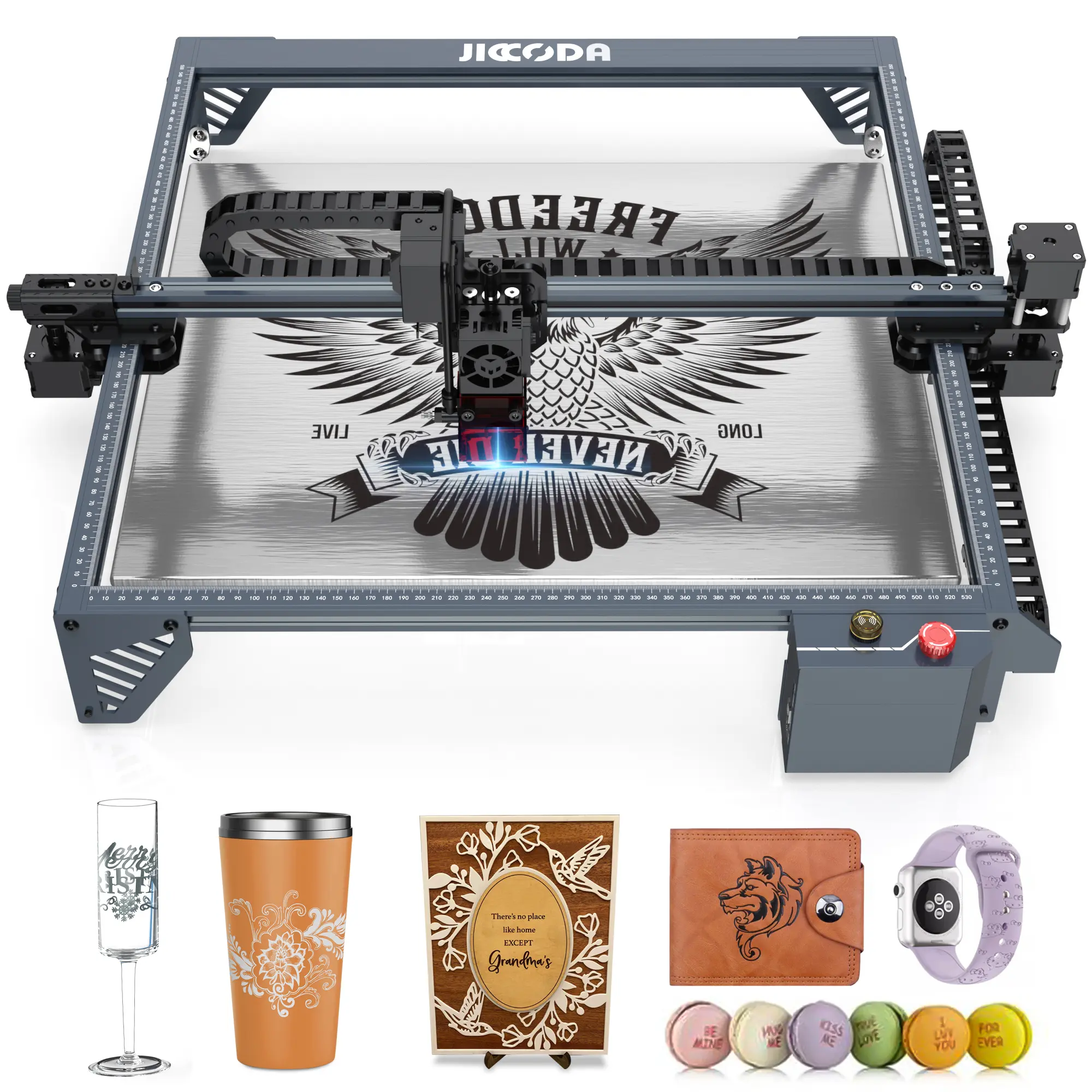 JICCODA LE-1 10W High Power Laser Engraving Machine Easy Assembly Beginner-friendly With 15.75'' × 15.75'' Working Area, Ideal For DIY Festive Decor Maker &Small business