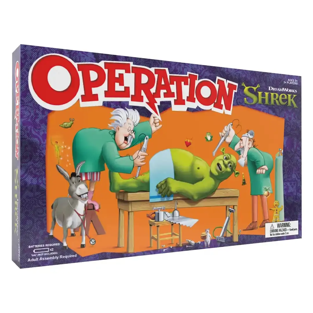 USAopoly Operation: Shrek Interactive Board Game with Tweezers – Fun for Friends, Game Night, Party Use