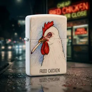 Humorous Fried Chicken Lighter** – Refillable Flip Top, Windproof & Reliable, Cool Novelty Gift for Him, Conversation Starter Accessory (Fuel Not Included)