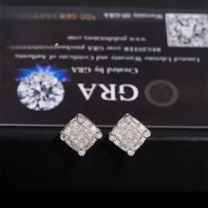 [ICE HUE] 18K Gold Vacuum Plated S925 with 5A+ Sri Lanka Moissanite Stud Earrings, 10mm Square Prong Set, Classic Simple Luxury Jewelry for Women & Men, Daily Wear Casual Fashion, Perfect Gift Idea, 10Mm Earrings