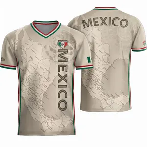 Mexico Map Soccer Jersey, Cream Mexico Football Shirt, Mexican Flag Trim Sports Tee, Vintage Map Graphic Fan Jersey, Game Day Outfit, Gift For Soccer Lovers