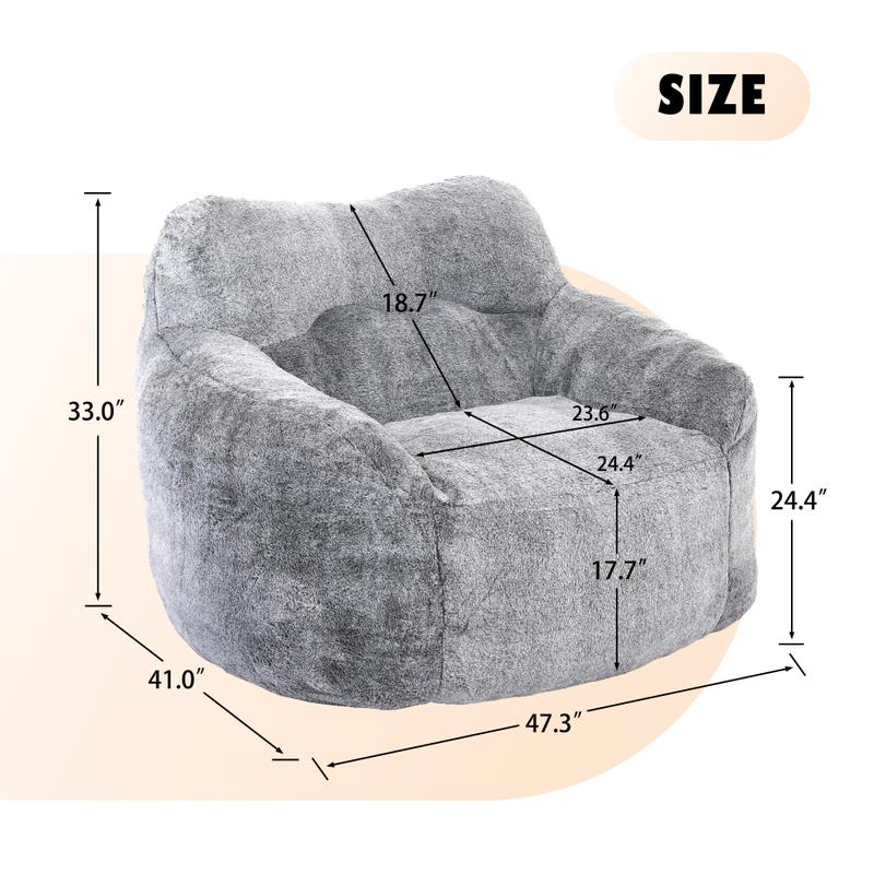 47.3" Jumbo Bean Bag Chair with Arms – Premium High-Density Memory Foam Filled Lounger & Floor Sofa – Removable Washable Cover for Adults/Kids (Non-Slip Bottom, 48H Self-Fluffing,  No Assembly) couch sofa living room