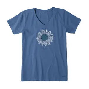 Life is Good Women's French Sunflower Crusher V-Neck Tee