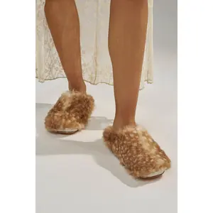 AZALEA WANG UPNETTEE BROWN MULTI BAMBI PRINT FUR CLOG