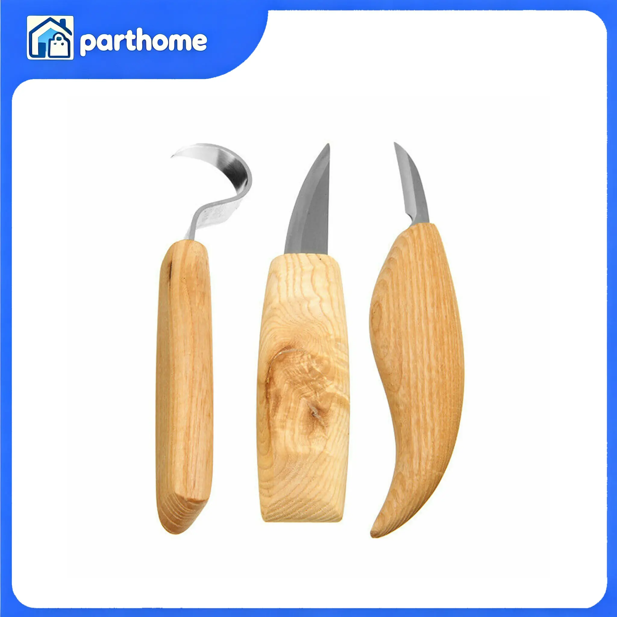 3Pcs Chromium Vanadium Alloy Steel Wood Carving Knife Set, 155mm Whittling Hook Cutter Kit, Durable & Easy-to-Use DIY Craft Cool Tools for Hand Tool Projects, Cork, Diy Hacks