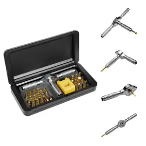 DEEOEE 30-in-1 Ratchet Magnetic Screwdriver Bit Set, Flat Handle Screwdriver Bit Set for Precision Instrument/Furniture Repair, Multipurpose Screwdriver, Industrial Tools, High Quality Hardware, Tool Box