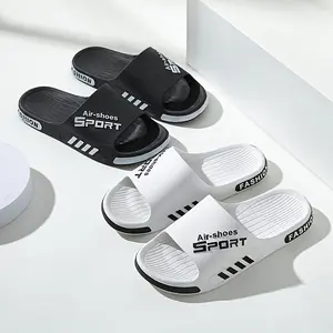 Men's Casual Letters Print Slides, Trending Sandals, Soft Comfortable Bathroom Slippers, Non-slip Slippers for Indoor & Bathroom Use for All Seasons, 2025 Slippers, Footwear, Shoe Boy Flipflop Black Creeper Tsinelas