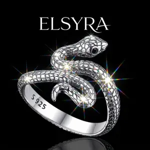 S925 Sterling Silver snake energy ring, Adjustable Snake Band, Jewelry Gift for Women Men ,Fashion Animal Ring for Women Snake Ring Vintage Jewelry Rings for Men Adjustable Size, punk style, goth style,protection ring,aura,power